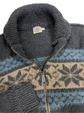 Faherty Surf To Snow Zip Cardigan Sweater Mens Medium Iron Coast Aztec Navajo